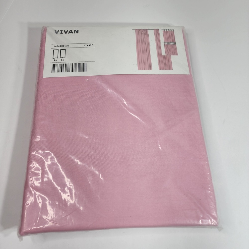 Ikea VIVAN Curtains 1 pair pink polyester cotton New 57in x 98.5in (145x250 CM)